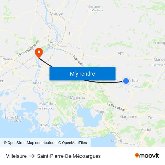 Villelaure to Saint-Pierre-De-Mézoargues map