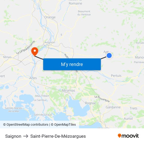 Saignon to Saint-Pierre-De-Mézoargues map