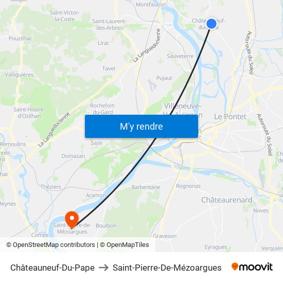 Châteauneuf-Du-Pape to Saint-Pierre-De-Mézoargues map