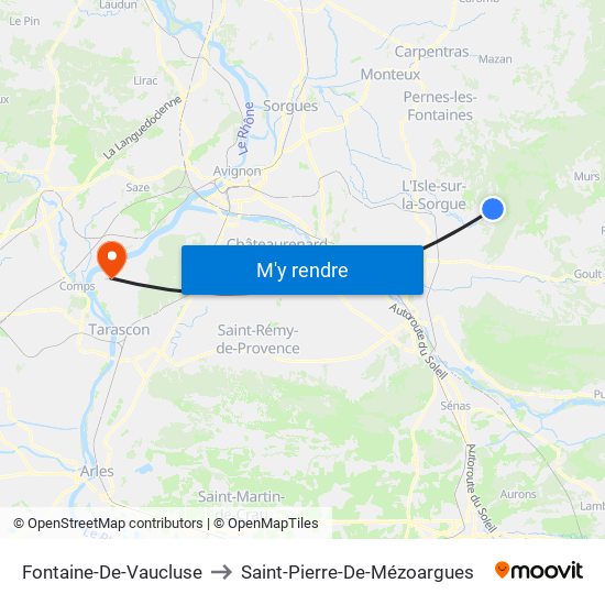 Fontaine-De-Vaucluse to Saint-Pierre-De-Mézoargues map