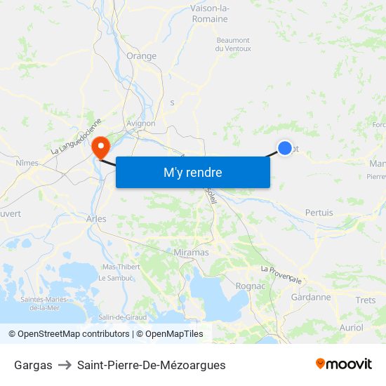 Gargas to Saint-Pierre-De-Mézoargues map