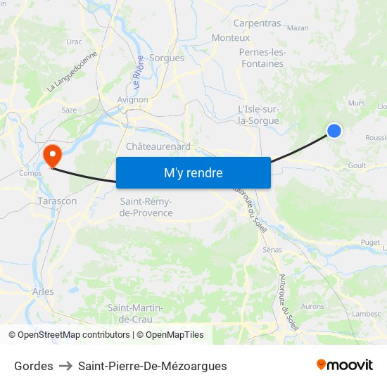 Gordes to Saint-Pierre-De-Mézoargues map