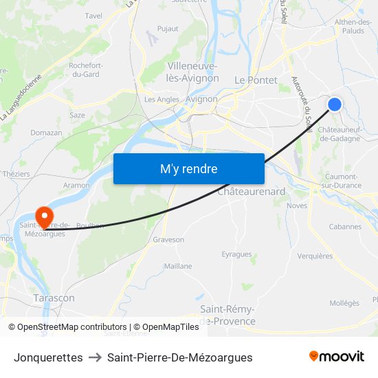 Jonquerettes to Saint-Pierre-De-Mézoargues map