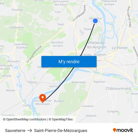 Sauveterre to Saint-Pierre-De-Mézoargues map