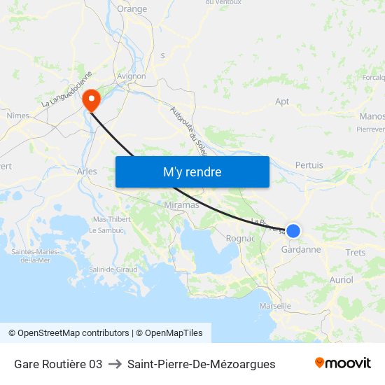 Gare Routière 03 to Saint-Pierre-De-Mézoargues map