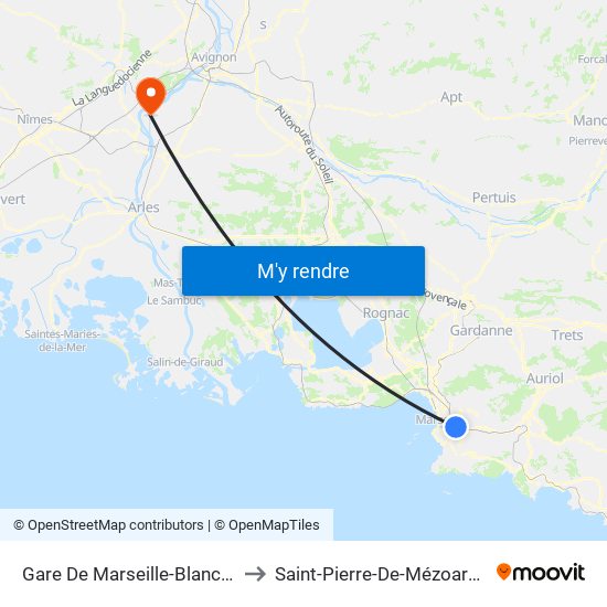 Gare De Marseille-Blancarde to Saint-Pierre-De-Mézoargues map