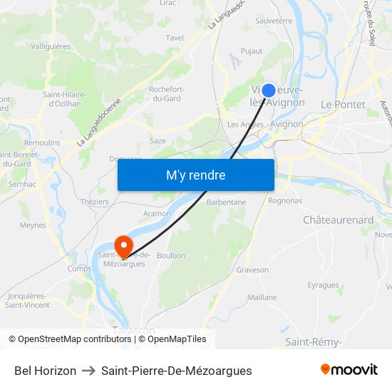Bel Horizon to Saint-Pierre-De-Mézoargues map