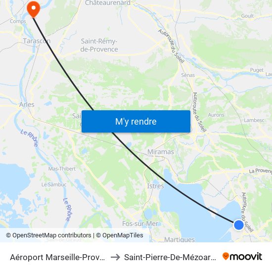 Aéroport Marseille-Provence to Saint-Pierre-De-Mézoargues map