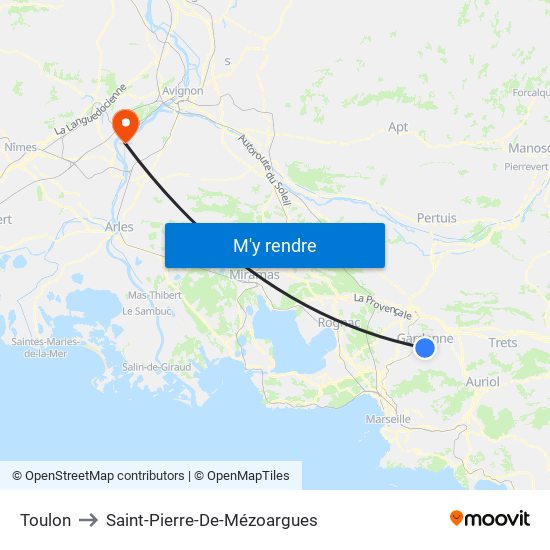 Toulon to Saint-Pierre-De-Mézoargues map