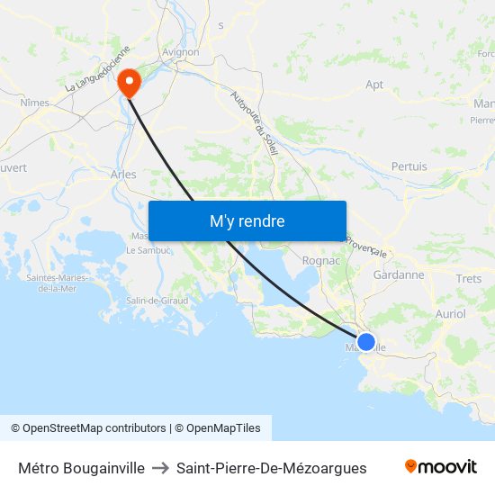 Métro Bougainville to Saint-Pierre-De-Mézoargues map