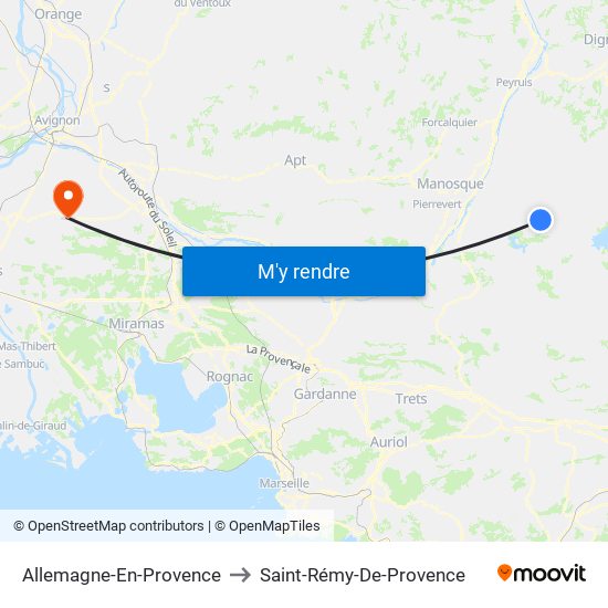 Allemagne-En-Provence to Saint-Rémy-De-Provence map