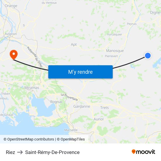 Riez to Saint-Rémy-De-Provence map