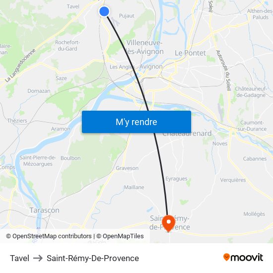 Tavel to Saint-Rémy-De-Provence map