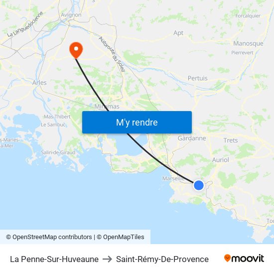 La Penne-Sur-Huveaune to Saint-Rémy-De-Provence map