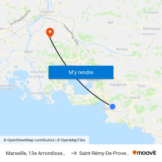 Marseille, 13e Arrondissement to Saint-Rémy-De-Provence map