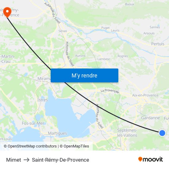 Mimet to Saint-Rémy-De-Provence map
