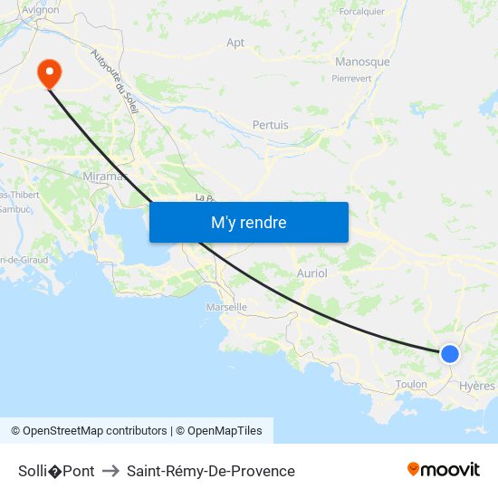 Solli�Pont to Saint-Rémy-De-Provence map