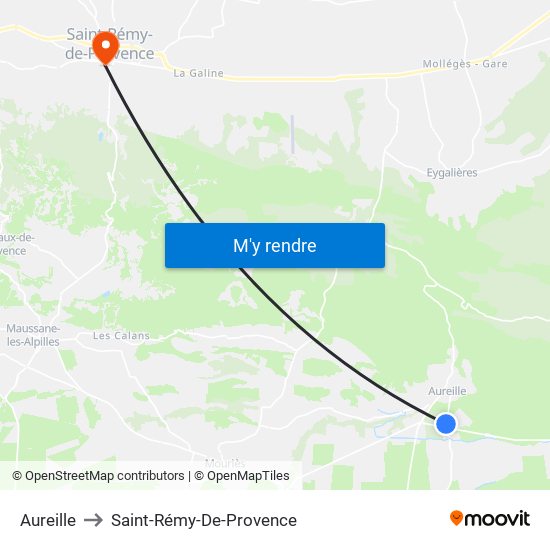 Aureille to Saint-Rémy-De-Provence map