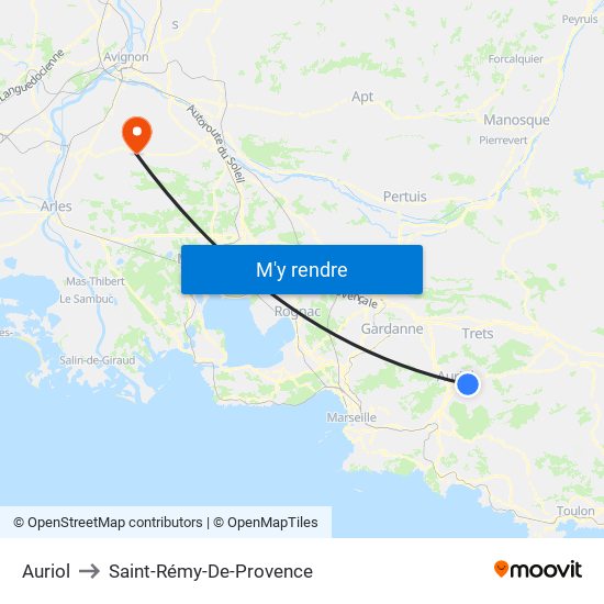 Auriol to Saint-Rémy-De-Provence map