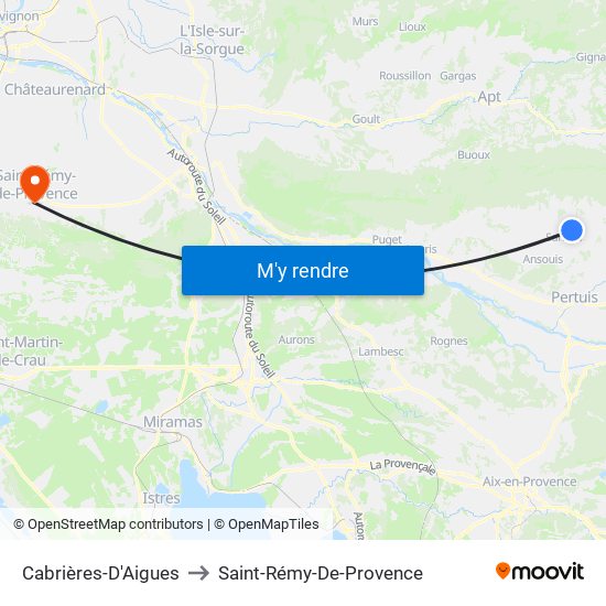 Cabrières-D'Aigues to Saint-Rémy-De-Provence map