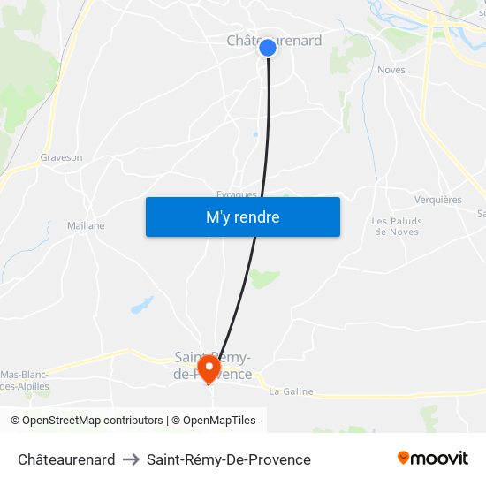 Châteaurenard to Saint-Rémy-De-Provence map