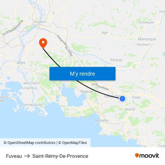 Fuveau to Saint-Rémy-De-Provence map
