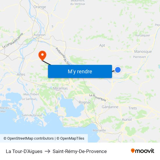 La Tour-D'Aigues to Saint-Rémy-De-Provence map