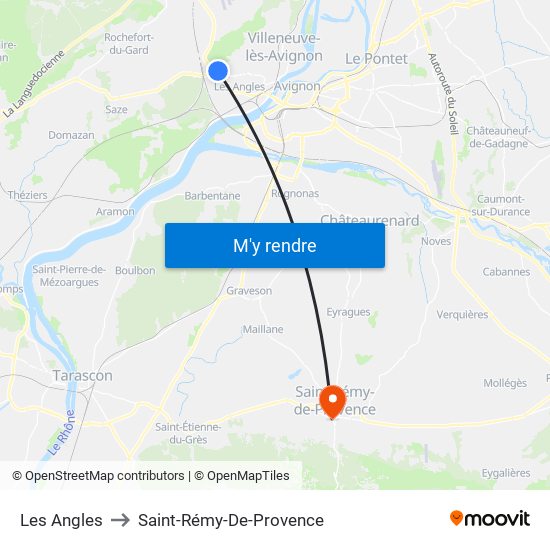 Les Angles to Saint-Rémy-De-Provence map