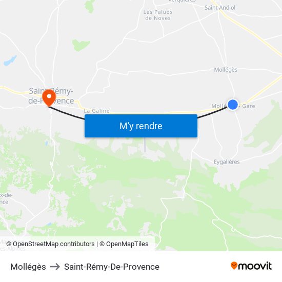 Mollégès to Saint-Rémy-De-Provence map