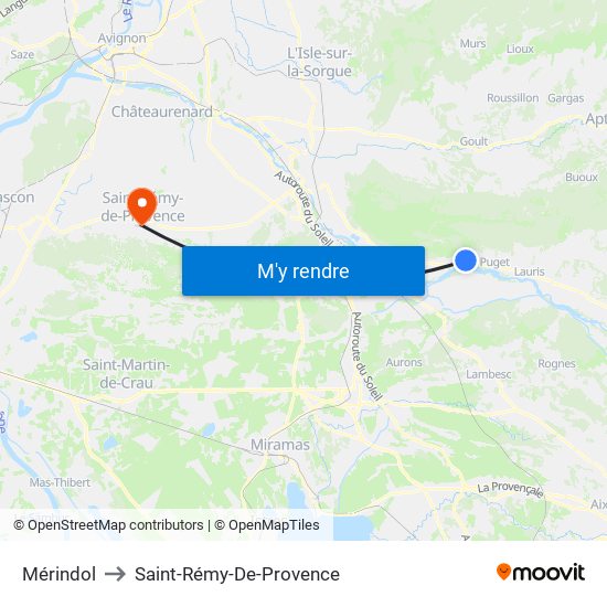 Mérindol to Saint-Rémy-De-Provence map