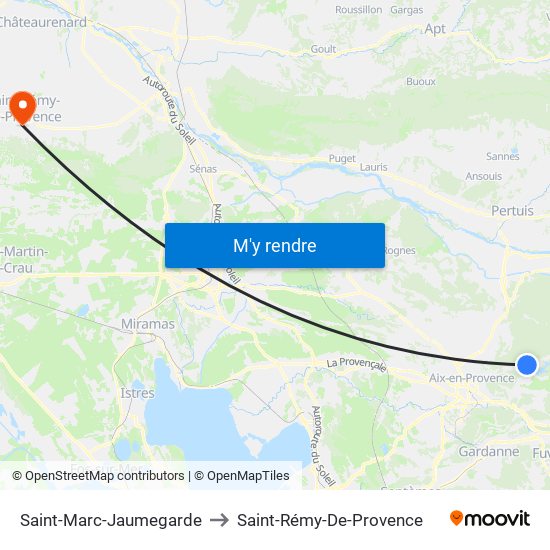 Saint-Marc-Jaumegarde to Saint-Rémy-De-Provence map