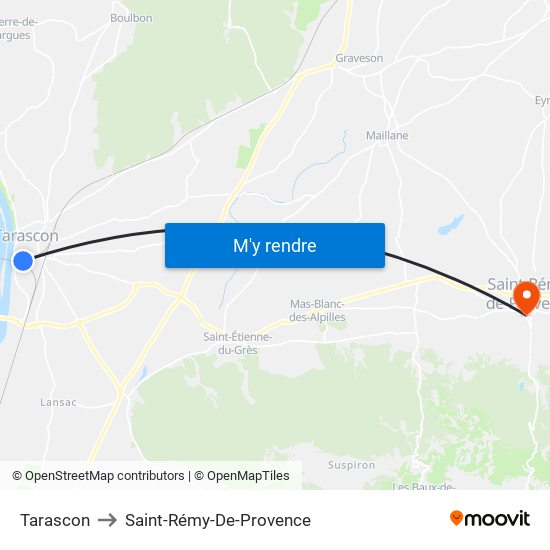 Tarascon to Saint-Rémy-De-Provence map