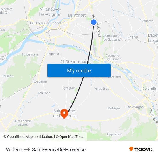 Vedène to Saint-Rémy-De-Provence map