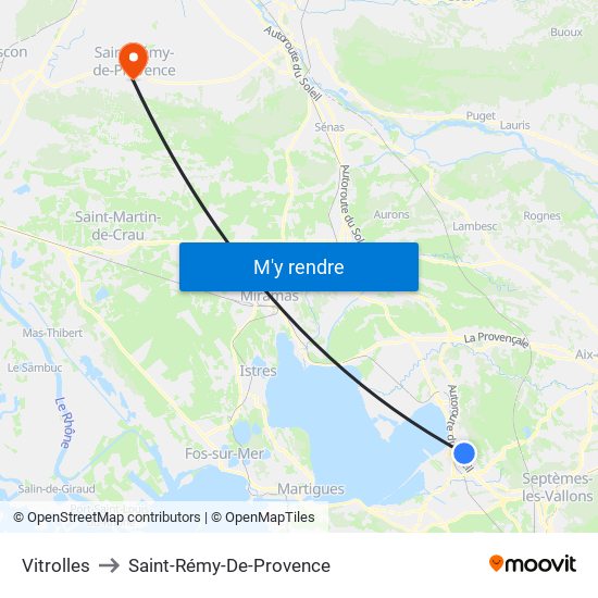 Vitrolles to Saint-Rémy-De-Provence map