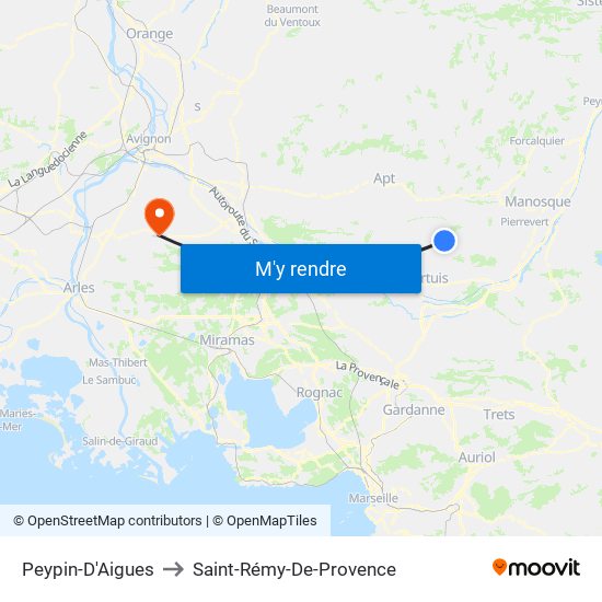 Peypin-D'Aigues to Saint-Rémy-De-Provence map