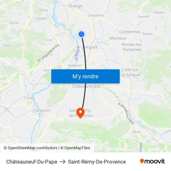 Châteauneuf-Du-Pape to Saint-Rémy-De-Provence map