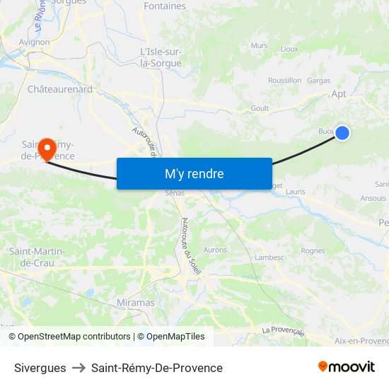 Sivergues to Saint-Rémy-De-Provence map