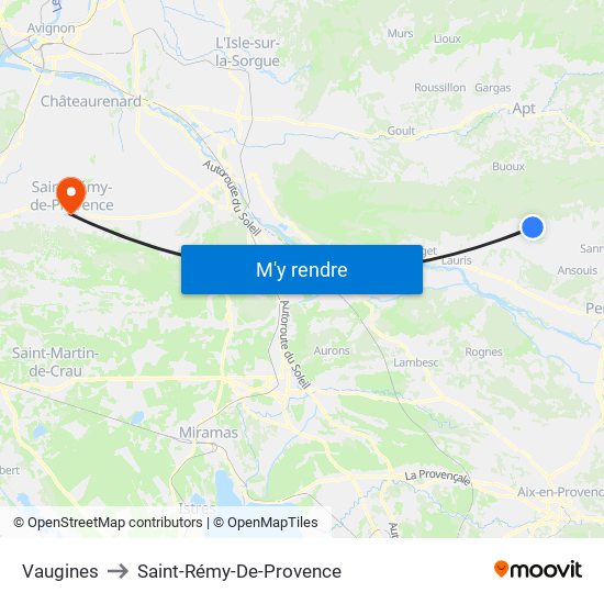 Vaugines to Saint-Rémy-De-Provence map