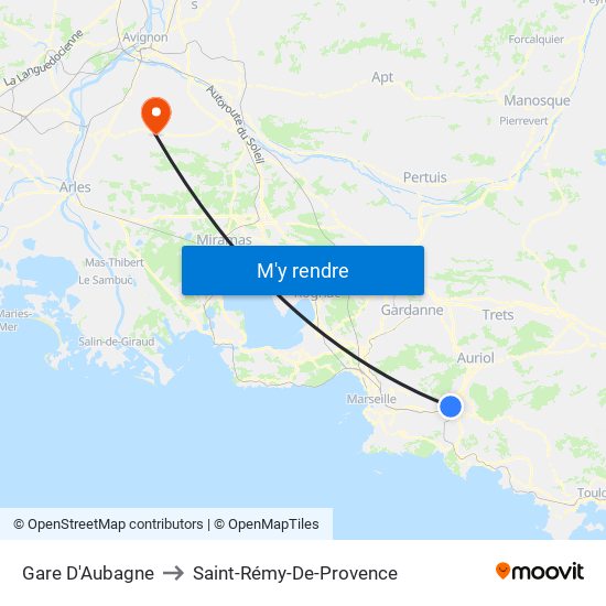 Gare D'Aubagne to Saint-Rémy-De-Provence map