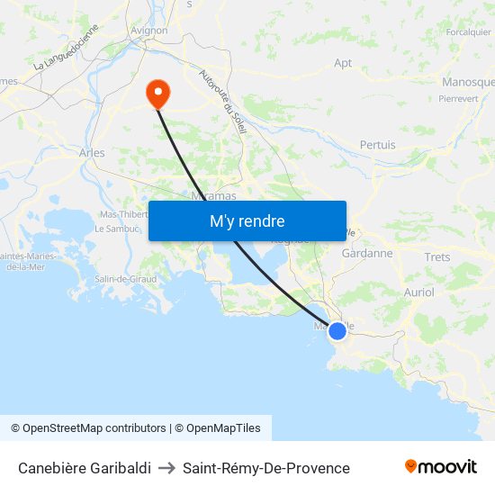 Canebière Garibaldi to Saint-Rémy-De-Provence map