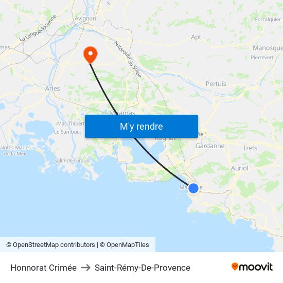 Honnorat Crimée to Saint-Rémy-De-Provence map