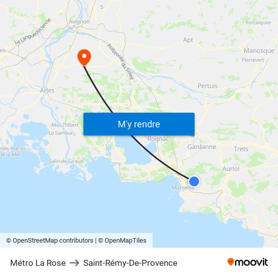 Métro La Rose to Saint-Rémy-De-Provence map