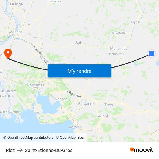 Riez to Saint-Étienne-Du-Grès map