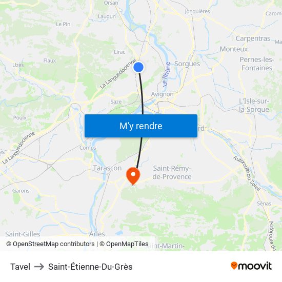 Tavel to Saint-Étienne-Du-Grès map