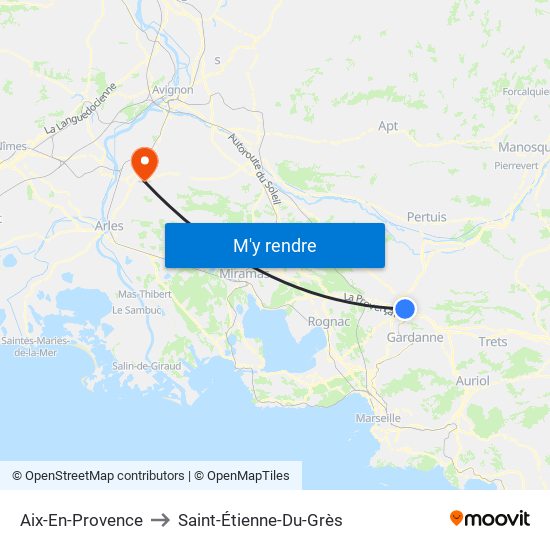 Aix-En-Provence to Saint-Étienne-Du-Grès map