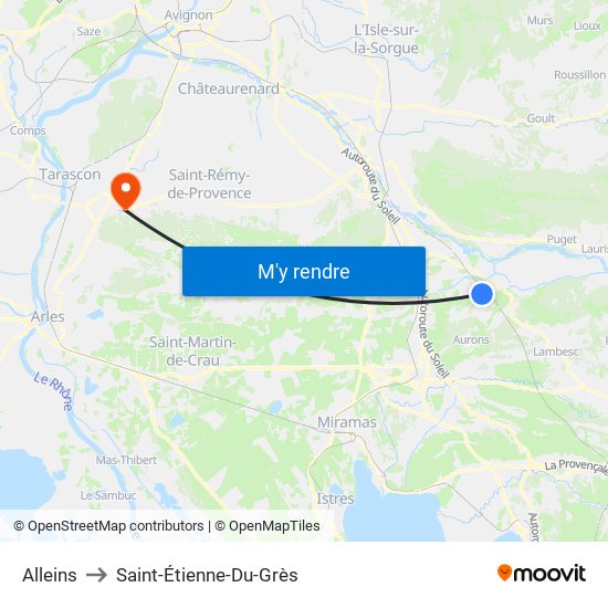 Alleins to Saint-Étienne-Du-Grès map