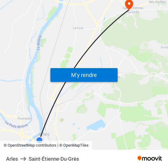 Arles to Saint-Étienne-Du-Grès map