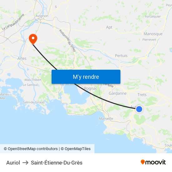 Auriol to Saint-Étienne-Du-Grès map