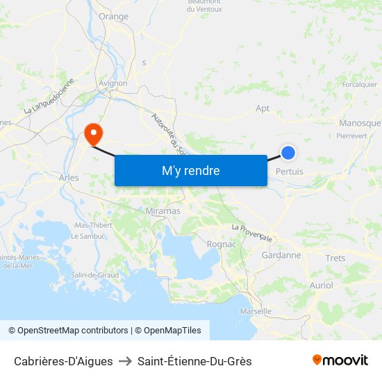 Cabrières-D'Aigues to Saint-Étienne-Du-Grès map