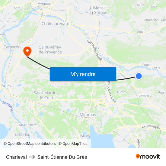 Charleval to Saint-Étienne-Du-Grès map